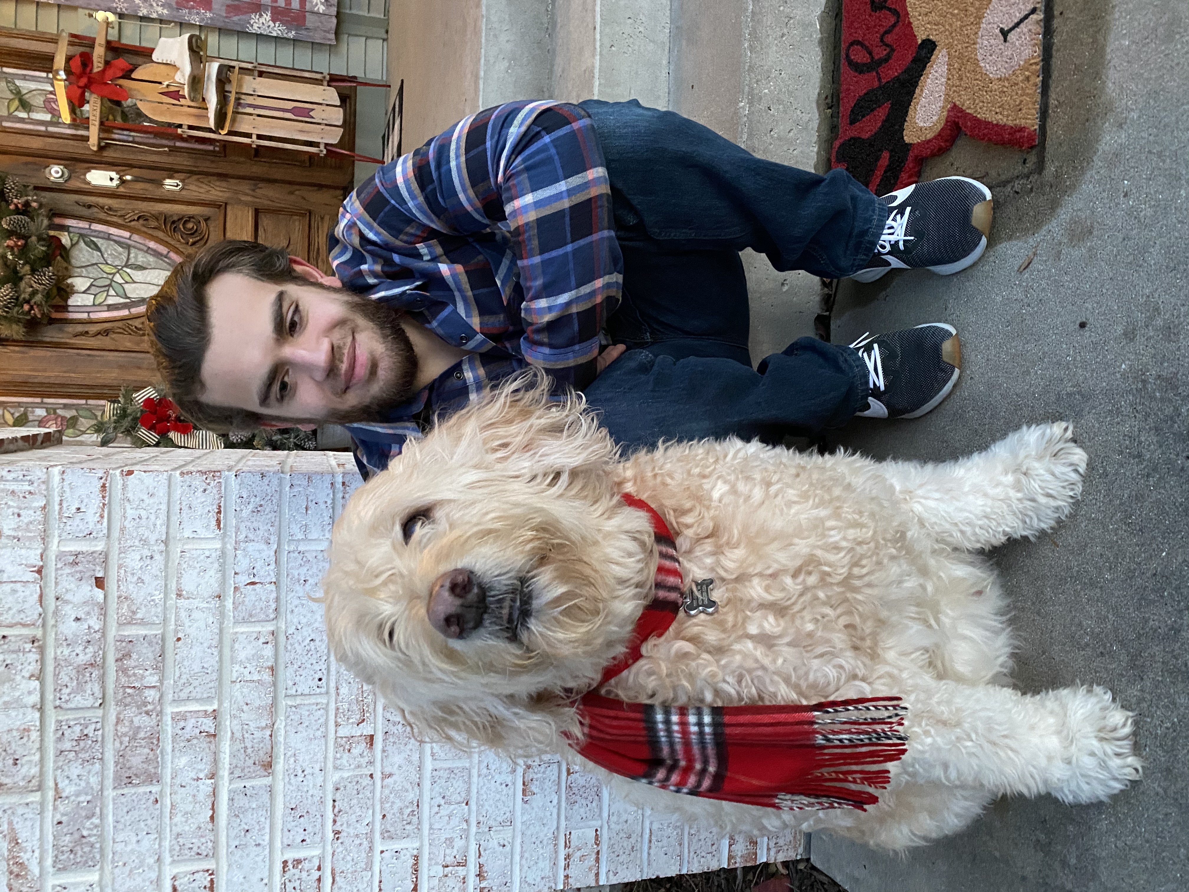 Ryan and Santo sitting on porch